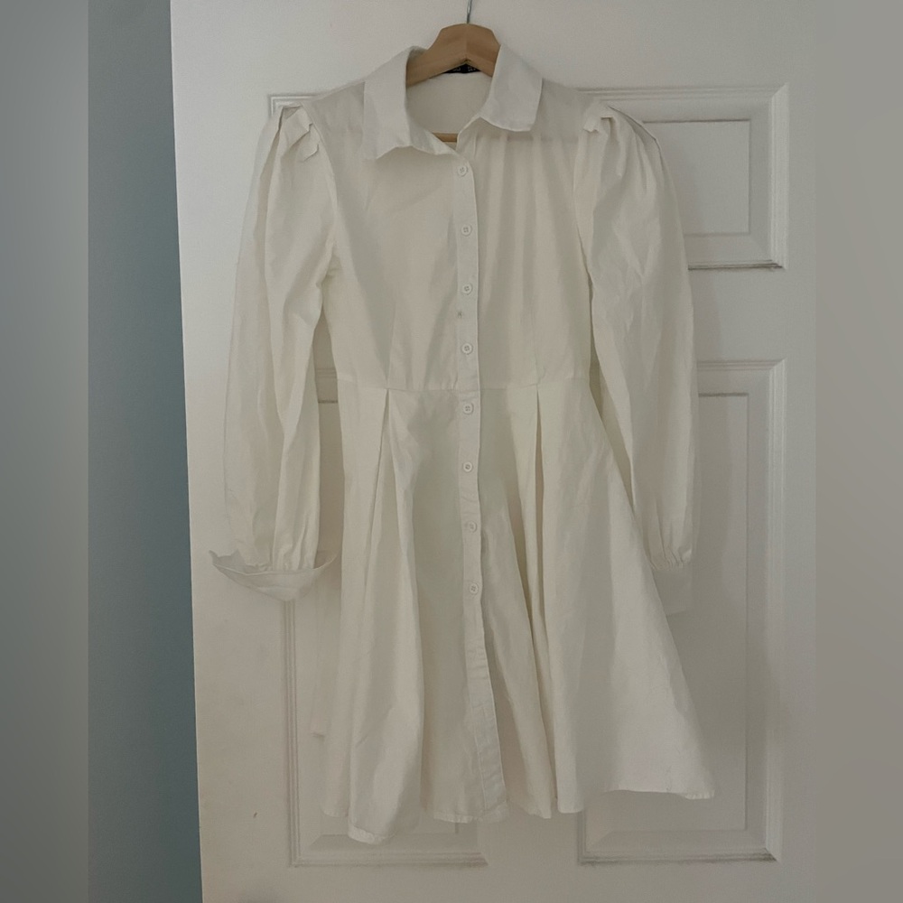white button up dress